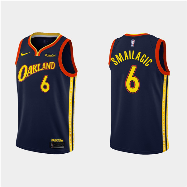 Men's Golden State Warriors #6 Alen Smailagic 2020-21 Navy City Edition Stitched NBA Jersey